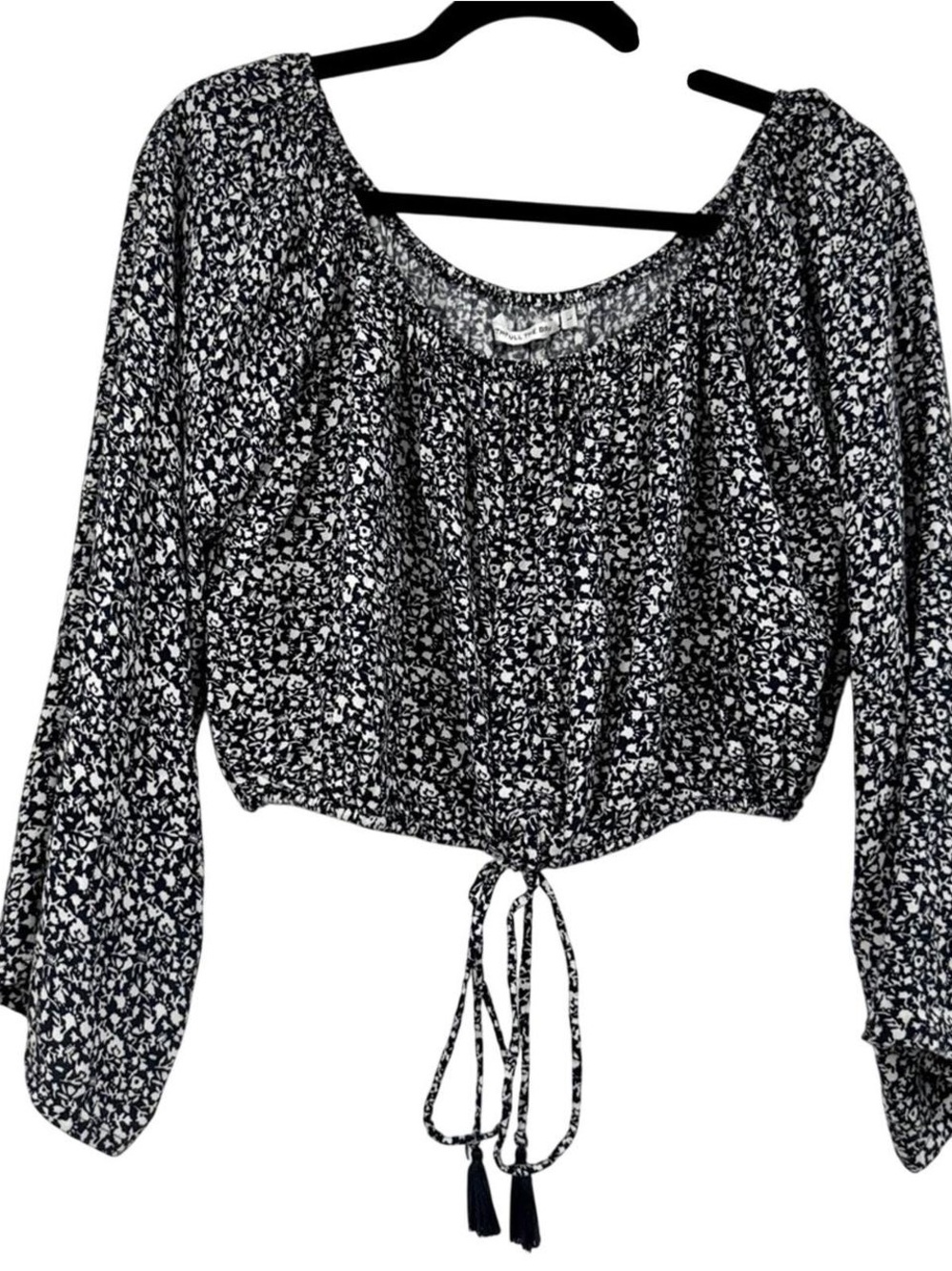 Faithfull the Brand Blue & White Floral Tie-Hem Crop Top